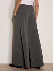 Apricot Grey Wide-Leg Pleat Pinstripe Trousers - Image 3 of 4