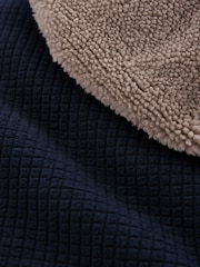 Navy Blue Fleece Borg Lined Textured Joggers - Image 10 of 10