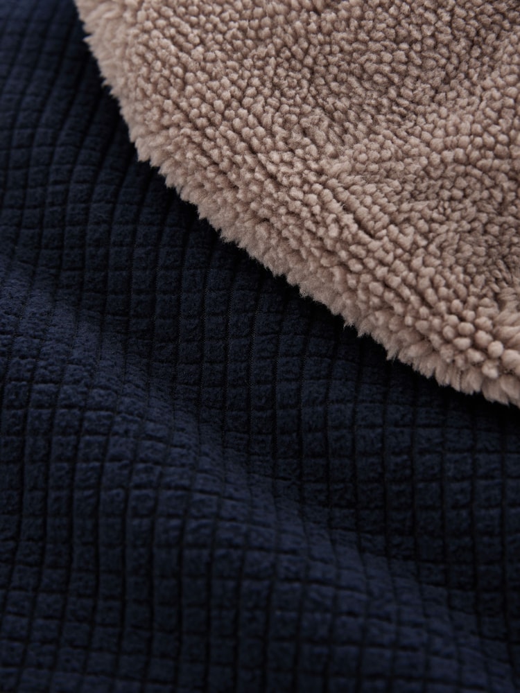 Navy Blue Fleece Borg Lined Textured Joggers - Image 10 of 10