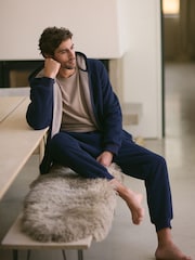 Navy Blue Fleece Borg Lined Textured Joggers - Image 3 of 10