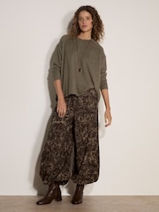Apricot Brown Leopard Print Wide-Leg Woven Trousers - Image 1 of 4