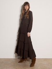 Apricot Brown Ruffle Tiered Maxi Skirt - Image 3 of 5