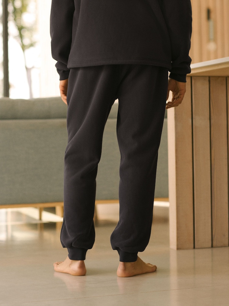 Slate Grey Fleece Borg Lined Textured Joggers - Image 4 of 9