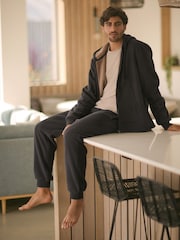 Slate Grey Fleece Borg Lined Textured Joggers - Image 5 of 9