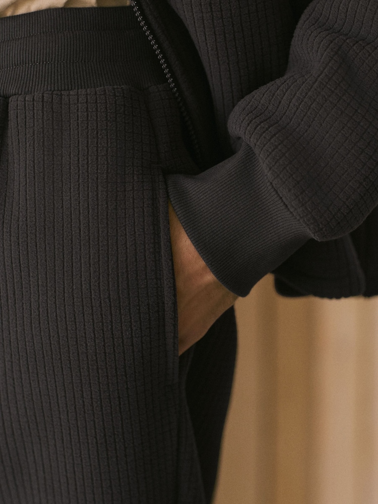 Slate Grey Fleece Borg Lined Textured Joggers - Image 6 of 9