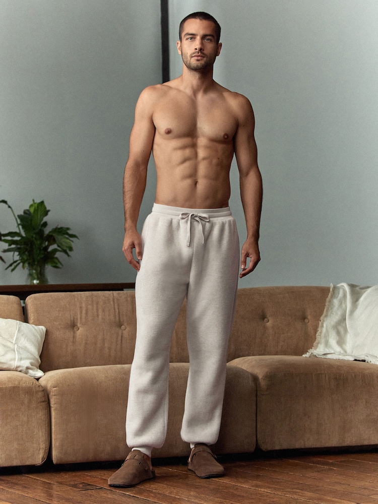 Stone Neutral Fleece Borg Lined Brushed Joggers - Image 1 of 7