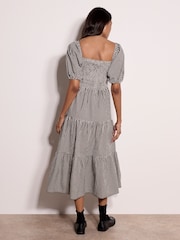 Negro - Vestido Semilargo de algodón (de) cuadros color Apricot estilo lechera - Imagen 3 de 5