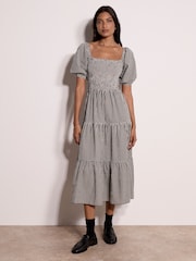 Negro - Vestido Semilargo de algodón (de) cuadros color Apricot estilo lechera - Imagen 4 de 5
