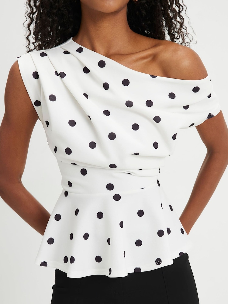 River Island Cream Short Sleeve Drape Peplum Top - Image 4 of 4 River Island Cream Short Sleeve Drape Peplum Top - Image 4 of 4