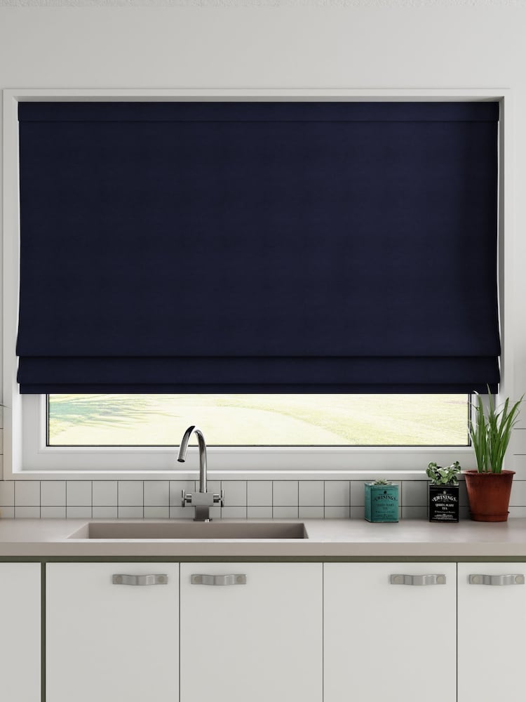 Navy 100% Cotton Made To Measure Roman Blind - Image 1 of 6