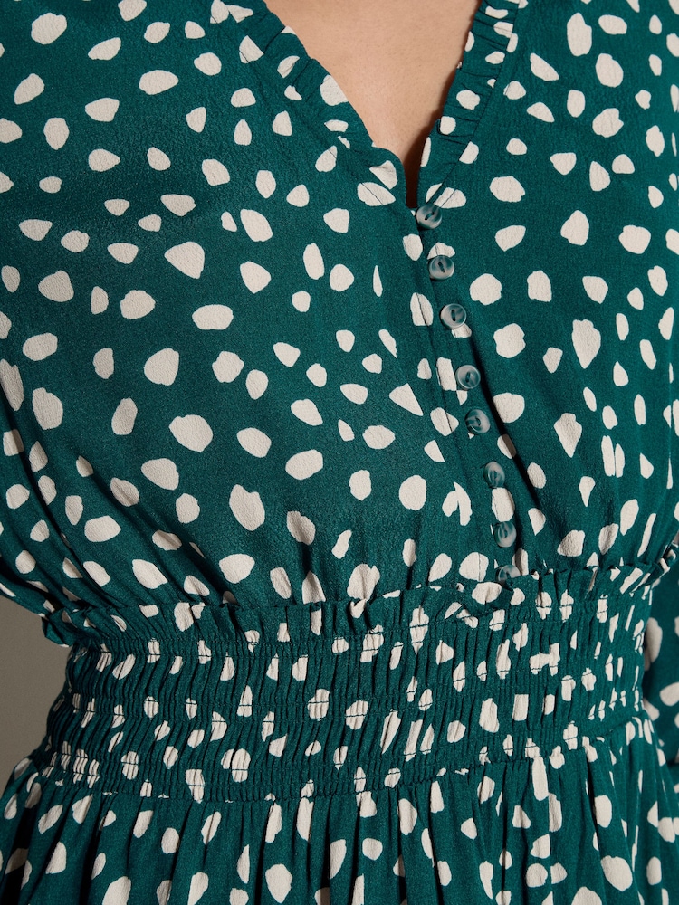 Apricot Blue Irregular Spot Crepe Mini Dress - Image 4 of 4 Apricot Blue Irregular Spot Crepe Mini Dress - Image 4 of 4
