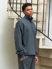Slate Grey EDIT Zip Neck Sweatshirt - Image 2 of 8