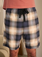 Orange/Stone Check 100% Cotton Motionflex Cosy Short Pyjamas Set - Image 5 of 5