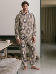 Stone Navajo Fleece Borg Cuffed Joggers - Image 2 of 10