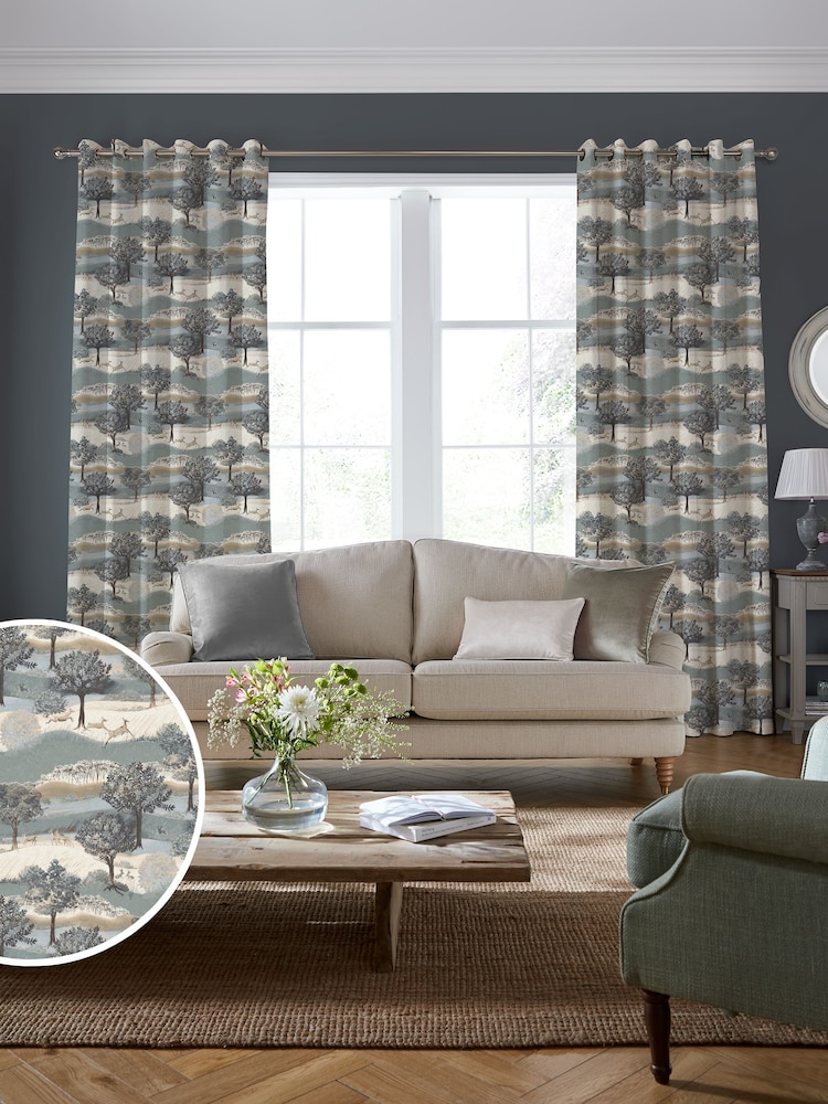 Laura Ashley Jade Green Hartington Made to Measure 100% Cotton Curtains - Image 2 of 2
