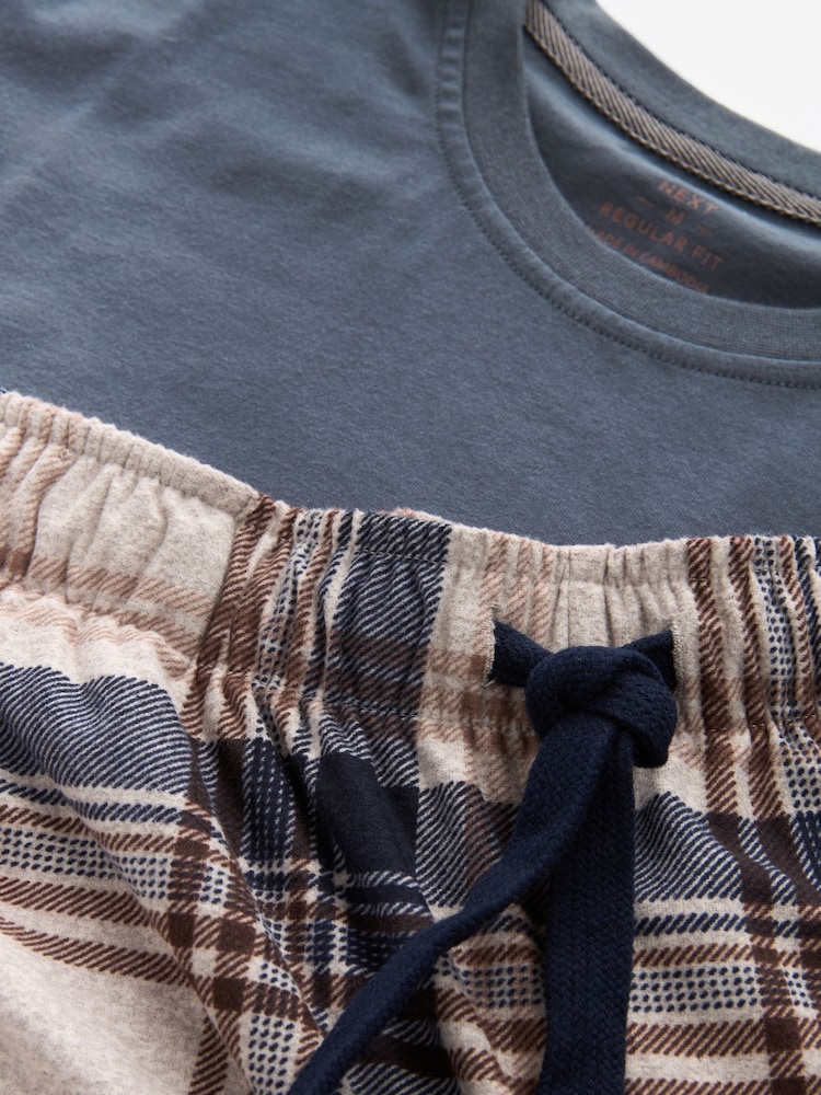 Grey/Stone Check Motionflex Cosy 100% Cotton Pyjamas Set - Image 10 of 10