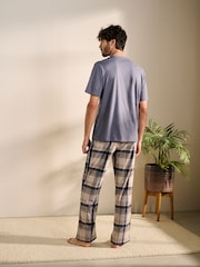 Grey/Stone Check Motionflex Cosy 100% Cotton Pyjamas Set - Image 2 of 10