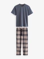 Grey/Stone Check Motionflex Cosy 100% Cotton Pyjamas Set - Image 7 of 10