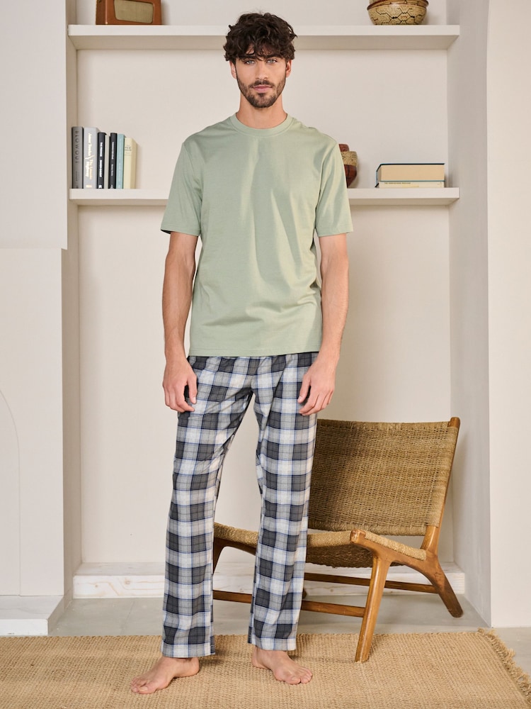 Green/White Check Motionflex Cosy Pyjamas Set - Image 1 of 8