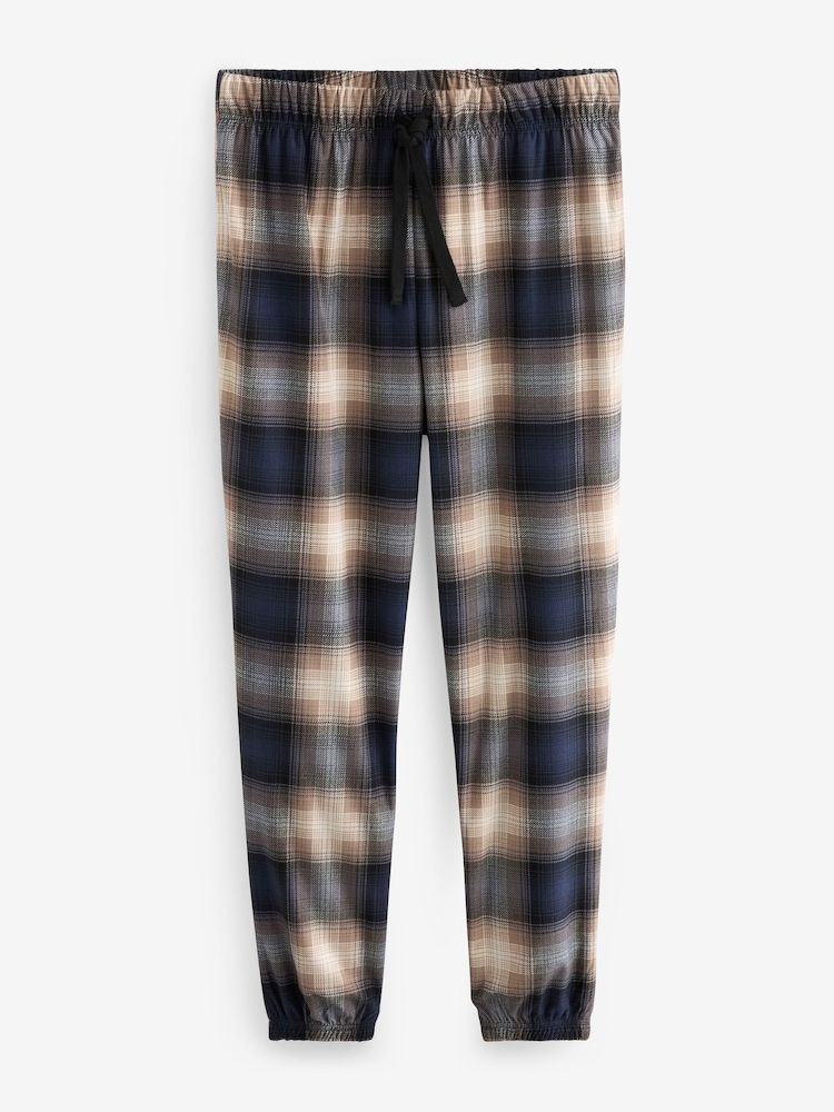 Cuffed Pyjamas Next Mens Pj Buy Black Check Motionflex Cosy Cuffed
