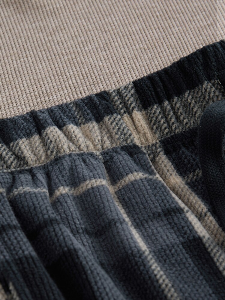 Black/Neutral Check Cosy Textured Long Sleeve Pyjamas Set - Image 11 of 11