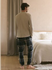 Black/Neutral Check Cosy Textured Long Sleeve Pyjamas Set - Image 3 of 11