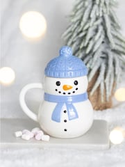 Taza con tapa con diseño de muñeco de nieve de invierno "Algo diferente" - Imagen 1 de 6