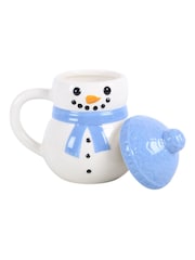 Taza con tapa con diseño de muñeco de nieve de invierno "Algo diferente" - Imagen 6 de 6