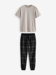 Black/Stone Check Motionflex Cosy Pyjamas Set - Image 6 of 10