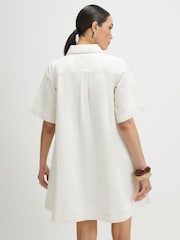 River Island Cream Denim Button Through Mini Dress - Image 4 of 4