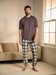 Check Grey Cosy Brushed Pyjamas Set - Image 1 of 12