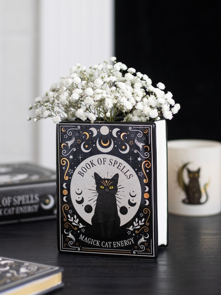 Something Different Cat Magick Book Shaped Flower Vase - صورة 1 من 3 Something Different Cat Magick Book Shaped Flower Vase - صورة 1 من 3