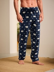 Navy Blue Polar Bear Christmas Cosy Pyjama Bottoms - Image 1 of 7