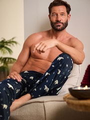 Navy Blue Polar Bear Christmas Cosy Pyjama Bottoms - Image 2 of 7