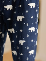 Navy Blue Polar Bear Christmas Cosy Pyjama Bottoms - Image 4 of 7