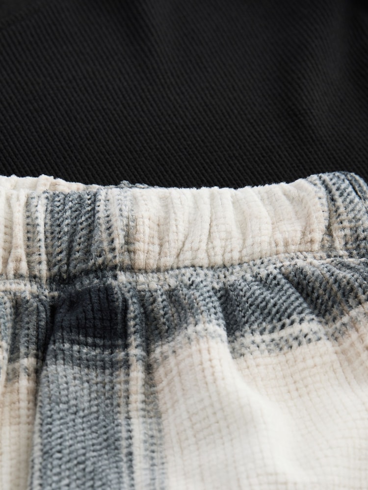 Black/Stone Check Cosy Textured Long Sleeve Pyjamas Set - Image 10 of 10