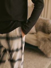 Black/Stone Check Cosy Textured Long Sleeve Pyjamas Set - Image 4 of 10