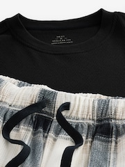 Black/Stone Check Cosy Textured Long Sleeve Pyjamas Set - Image 9 of 10