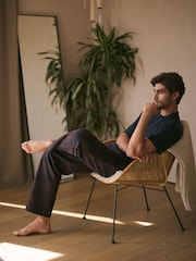 Navy Blue /Burgundy Check Cosy Brushed Pyjamas Set - Image 6 of 11