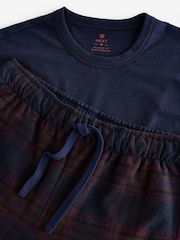Navy Blue /Burgundy Check Cosy Brushed Pyjamas Set - Image 9 of 11