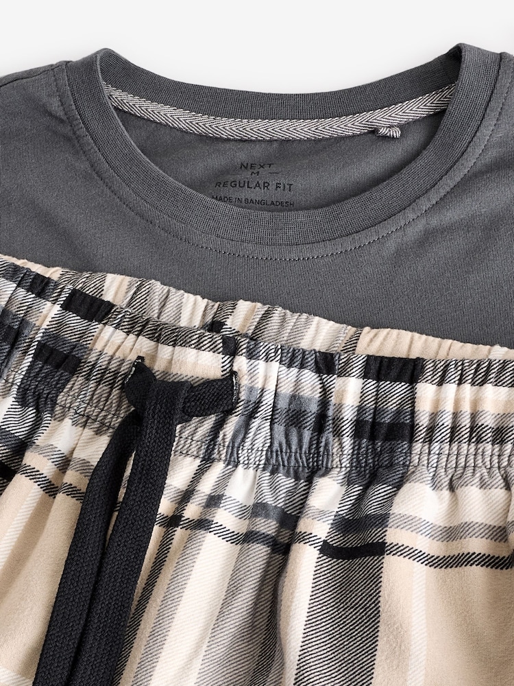 Black/Stone Check Motionflex Cosy Pyjamas Set 2 Pack - Image 14 of 14