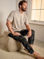 Black/Stone Check Motionflex Cosy Pyjamas Set 2 Pack - Image 2 of 14