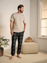 Black/Stone Check Motionflex Cosy Pyjamas Set 2 Pack - Image 3 of 14