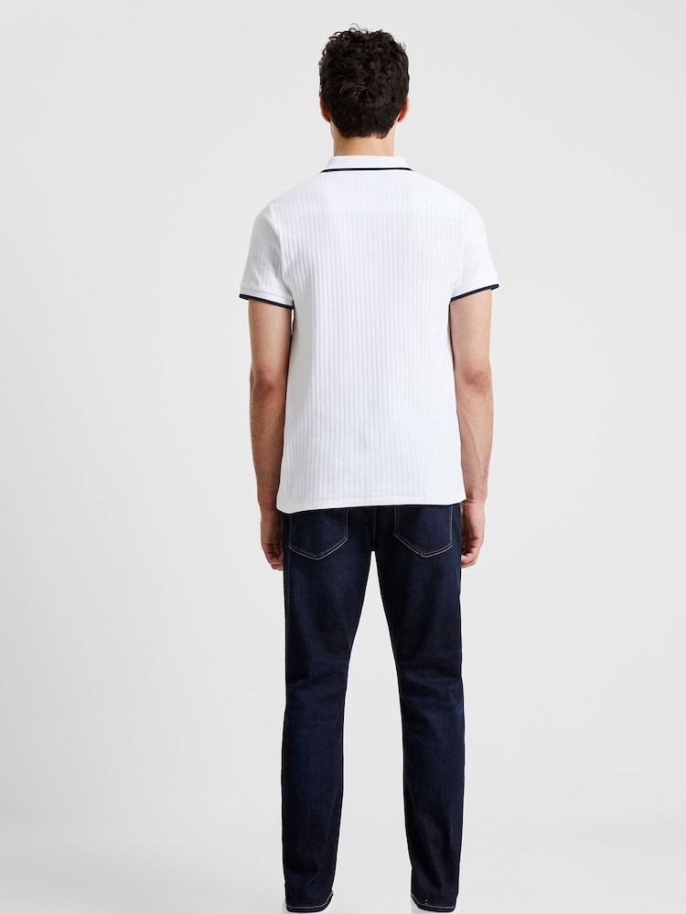 French Connection White Needle 100% Cotton Polo Shirt - Image 2 of 3