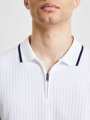 French Connection White Needle 100% Cotton Polo Shirt - Image 3 of 3