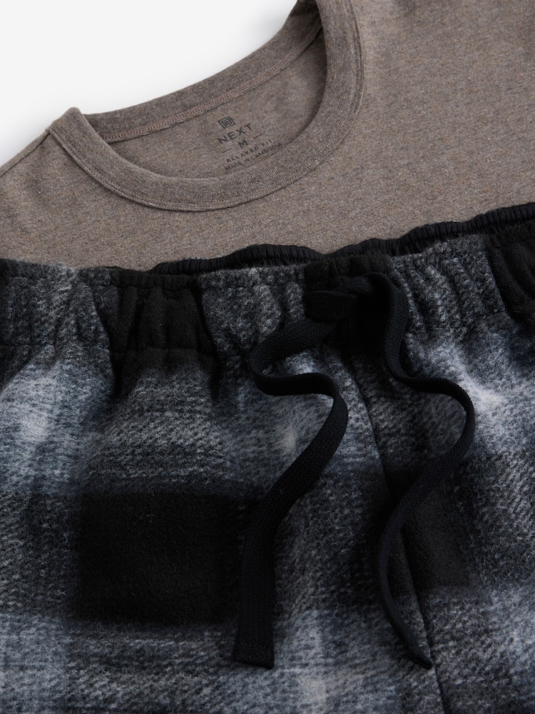 Black/Tan Check Cosy Brushed Pyjamas Set - Image 11 of 11