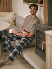 Black/Tan Check Cosy Brushed Pyjamas Set - Image 2 of 11