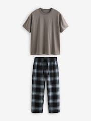 Black/Tan Check Cosy Brushed Pyjamas Set - Image 6 of 11