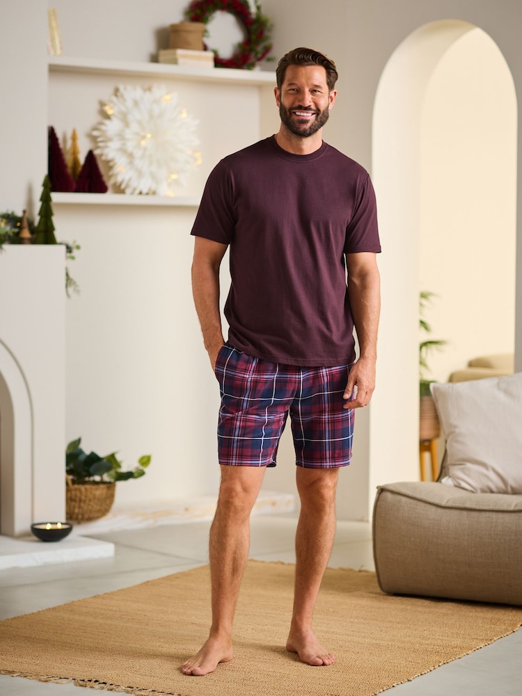 Roșu/bleumarin Albastru Verificare - 100% Bumbac Motionflex Set de pijamale scurte confortabile - Imaginea 2 din 11 Roșu/bleumarin Albastru Verificare - 100% Bumbac Motionflex Set de pijamale scurte confortabile - Imaginea 2 din 11
