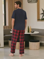 Navy/Red Check Motionflex Cosy Pyjamas Set - Image 2 of 11